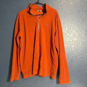 Eddie Bauer Men's Orange Fleece Quarter Zip Pullover Sweatshirt